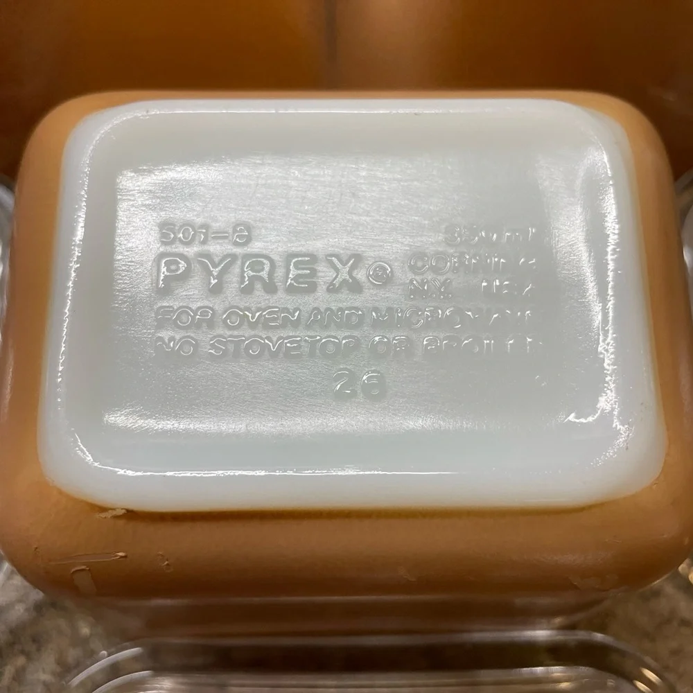 Vintage Pyrex Refrigerator Storage Dishes With Ribbed Lids Tan Set Homestead